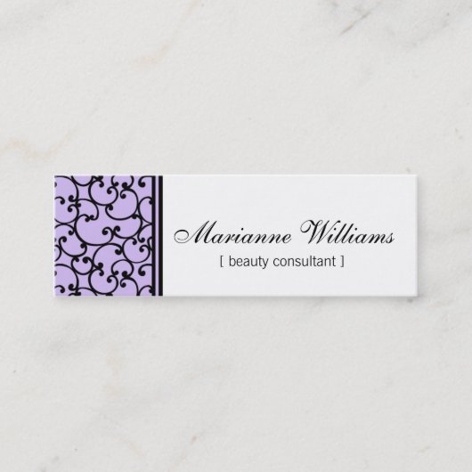 Cartes de visite micro de beauté lilas de damassé (Devant)