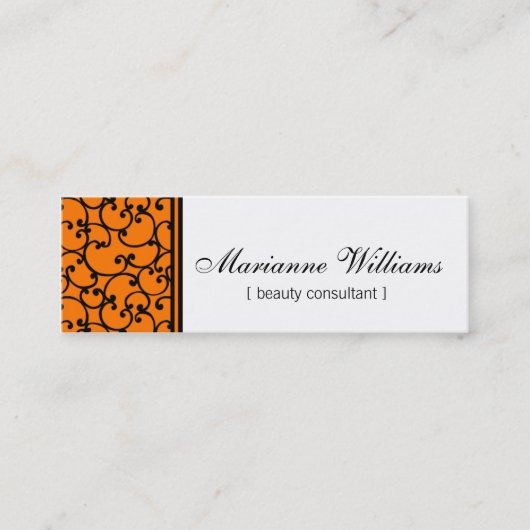 Cartes de visite micro de beauté orange de damassé (Devant)