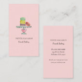 Cartes de visite mignonnes Macarons rose boulanger (Devant / Derrière)