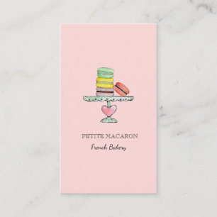 Cartes de visite mignonnes Macarons rose boulanger