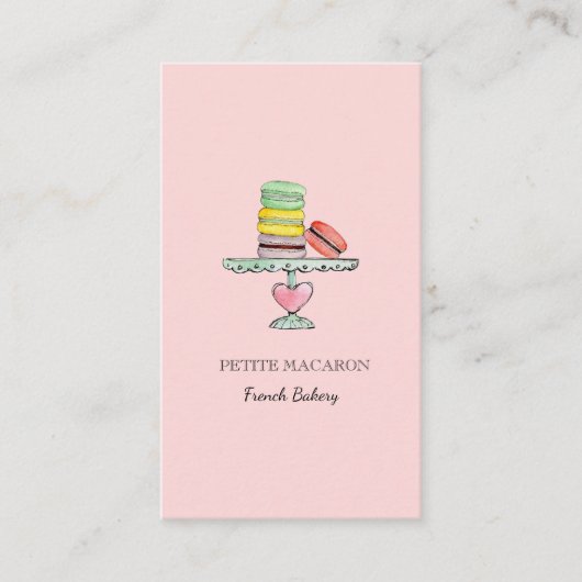 Cartes de visite mignonnes Macarons rose boulanger (Devant)