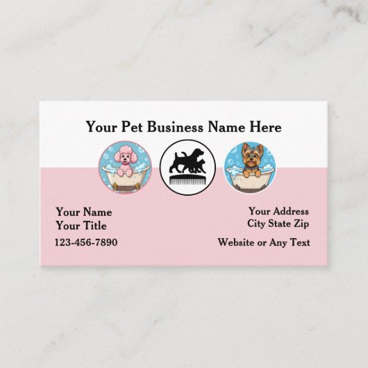 Cartes de visite mignonnes pour Toilettage d'anima (Devant)