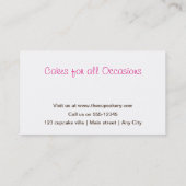 Cartes de visite mignons de boulangerie de gâteau (Dos)