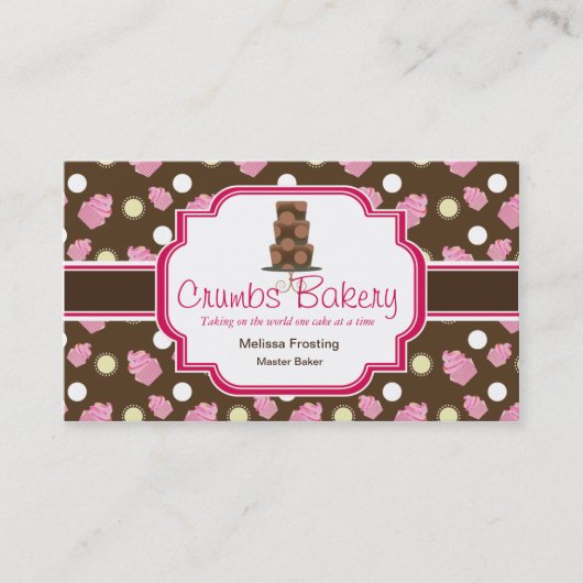 Cartes de visite mignons de boulangerie de gâteau (Devant)