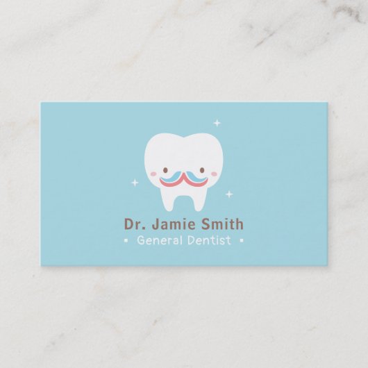 Cartes de visite mignons de dentiste de moustache (Devant)