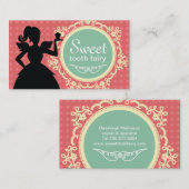 Cartes de visite mignons de fille de petit gâteau (Devant / Derrière)