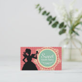 Cartes de visite mignons de fille de petit gâteau (Debout devant)