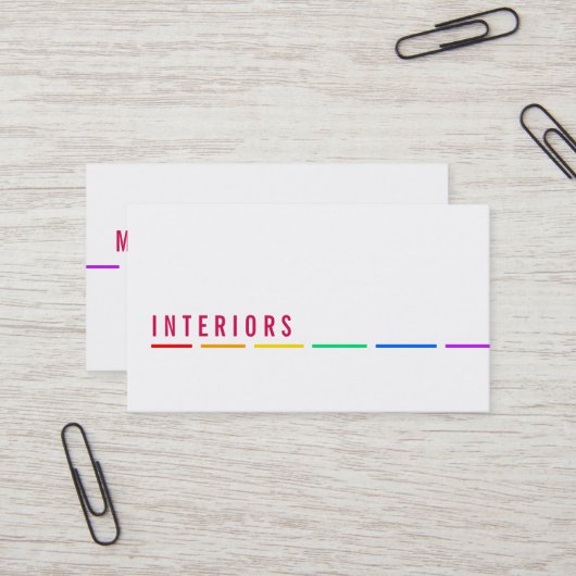 Cartes de visite Minimal Rainbow (Devant/Arrière en situation)