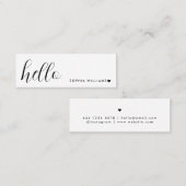 Cartes de visite minimales | Simple Hello Mini Bla (Devant / Derrière)