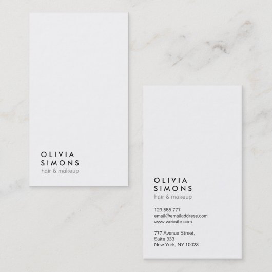 Cartes de visite minimalistes (Devant / Derrière)