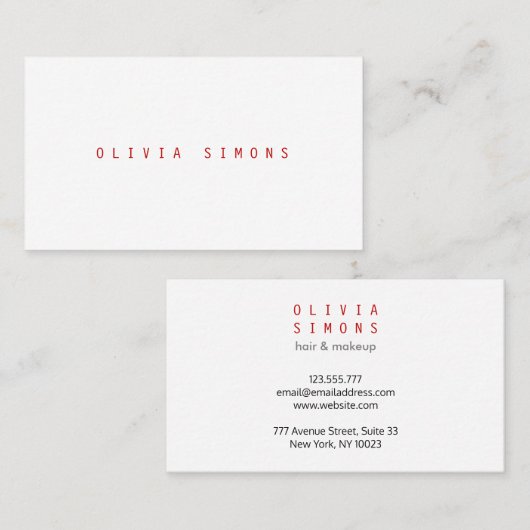 Cartes de visite minimalistes (Devant / Derrière)