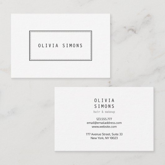 Cartes de visite minimalistes (Devant / Derrière)