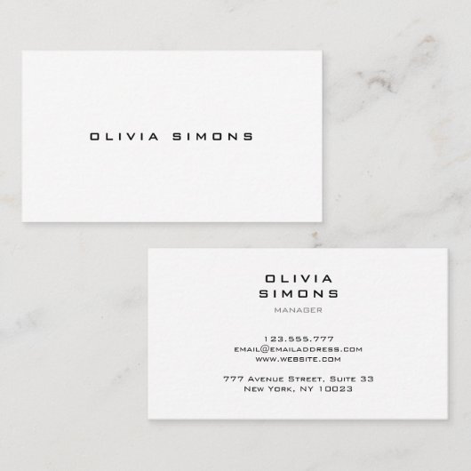 Cartes de visite minimalistes (Devant / Derrière)