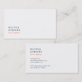 Cartes de visite minimalistes (Devant / Derrière)