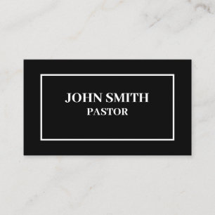 Cartes de visite minimalistes noires pour Pasteur