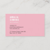 Cartes de visite minimalistes roses (Dos)