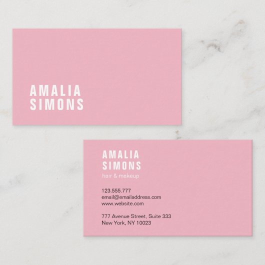 Cartes de visite minimalistes roses (Devant / Derrière)