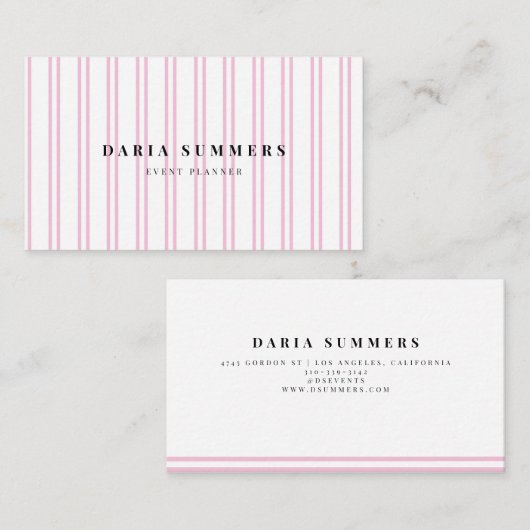 Cartes de visite minimalistes roses modernes. (Devant / Derrière)