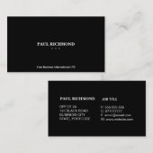 Cartes de visite minimalistic noirs propres (Devant / Derrière)