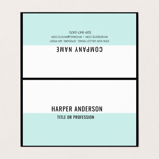 Cartes de visite minimaux modernes de menthe (Extérieur déplié)