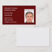 Cartes de visite Modèles photo du conseiller finan (Devant / Derrière)