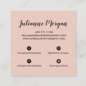 Cartes de visite moderne carrées avec rosé essuyé  (Dos)