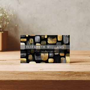 Cartes de visite modernes abstraites or noir gris