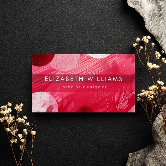 Cartes de visite modernes cercles rouge rose chaud