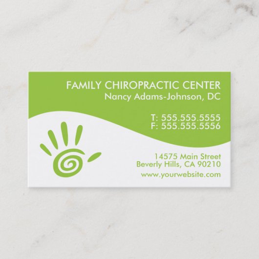 Cartes de visite modernes de chiropractie de (Devant)