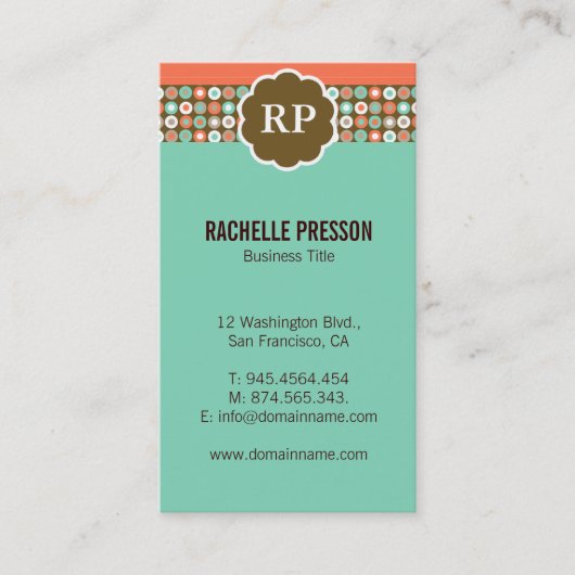 Cartes de visite modernes de coutume de monogramme (Devant)