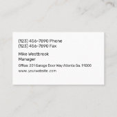 Cartes de visite modernes de Garage Door (Dos)