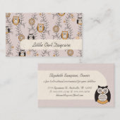 Cartes de visite modernes de garde de hiboux (Devant / Derrière)