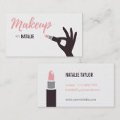 Cartes de visite modernes de maquilleur de rouge à (Devant / Derrière)