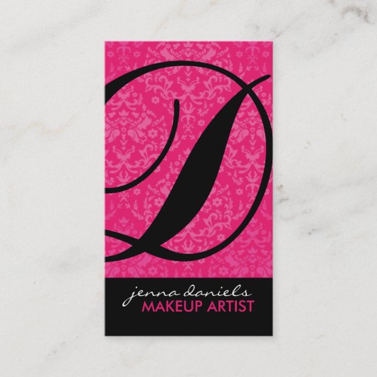 Cartes de visite modernes de monogramme de damassé (Devant)
