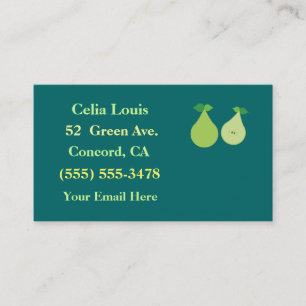 Cartes de visite modernes de poire verte