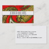 Cartes de visite modernes de Red Paisley (Devant / Derrière)