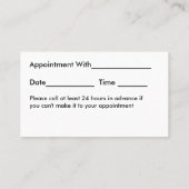 Cartes de visite modernes de rendez-vous (Dos)