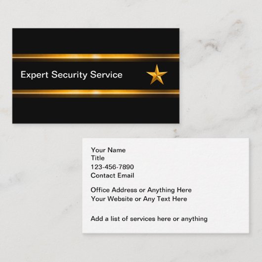 Cartes de visite modernes de services de sécurité  (Devant / Derrière)