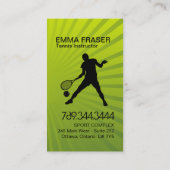 Cartes de visite modernes d'entraîneur de tennis (Dos)