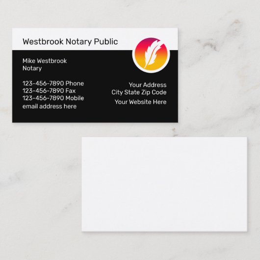 Cartes de visite modernes des services publics de  (Devant / Derrière)