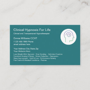 Cartes de visite modernes d'hypnotiseur clinique