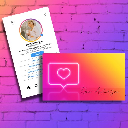 Cartes de visite modernes d'Instagram Influencer