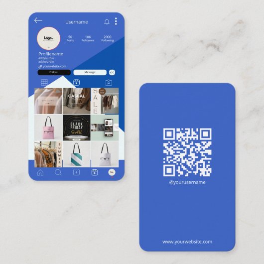 Cartes de visite modernes du code QR | Connexion (Devant / Derrière)