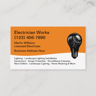 Cartes de visite modernes électricien cool