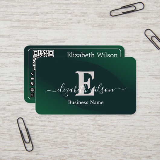 Cartes de visite modernes élégantes avec QR code e (Devant/Arrière en situation)