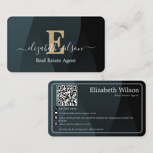 Cartes de visite modernes élégantes avec QR code e (Devant / Derrière)