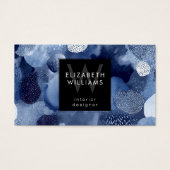 Cartes de visite modernes monogramme abstrait bleu (Devant)