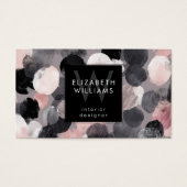 Cartes de visite modernes monogramme rose gris noi (Devant)
