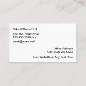 Cartes de visite modernes pour comptable CPA (Dos)