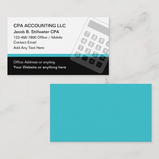 Cartes de visite modernes pour comptable CPA (Devant / Derrière)